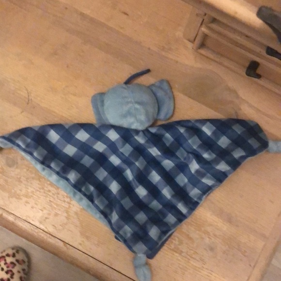 Booginhead Baby Lovey Elephant Blue Teether Security Blanket Knotted Corners - Picture 3 of 7